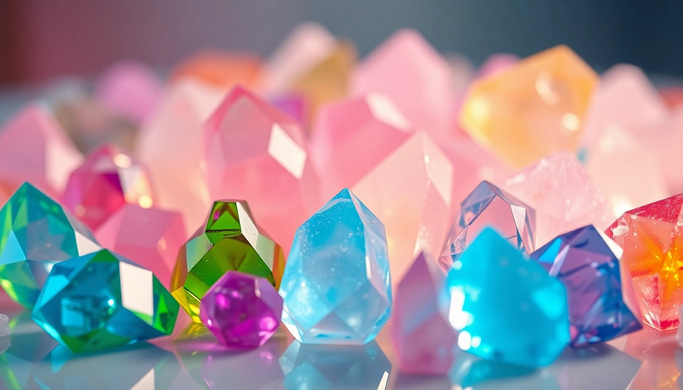 Beautiful assortment of Gemini Crystal Candy, showcasing vibrant crystal shapes and intricate designs