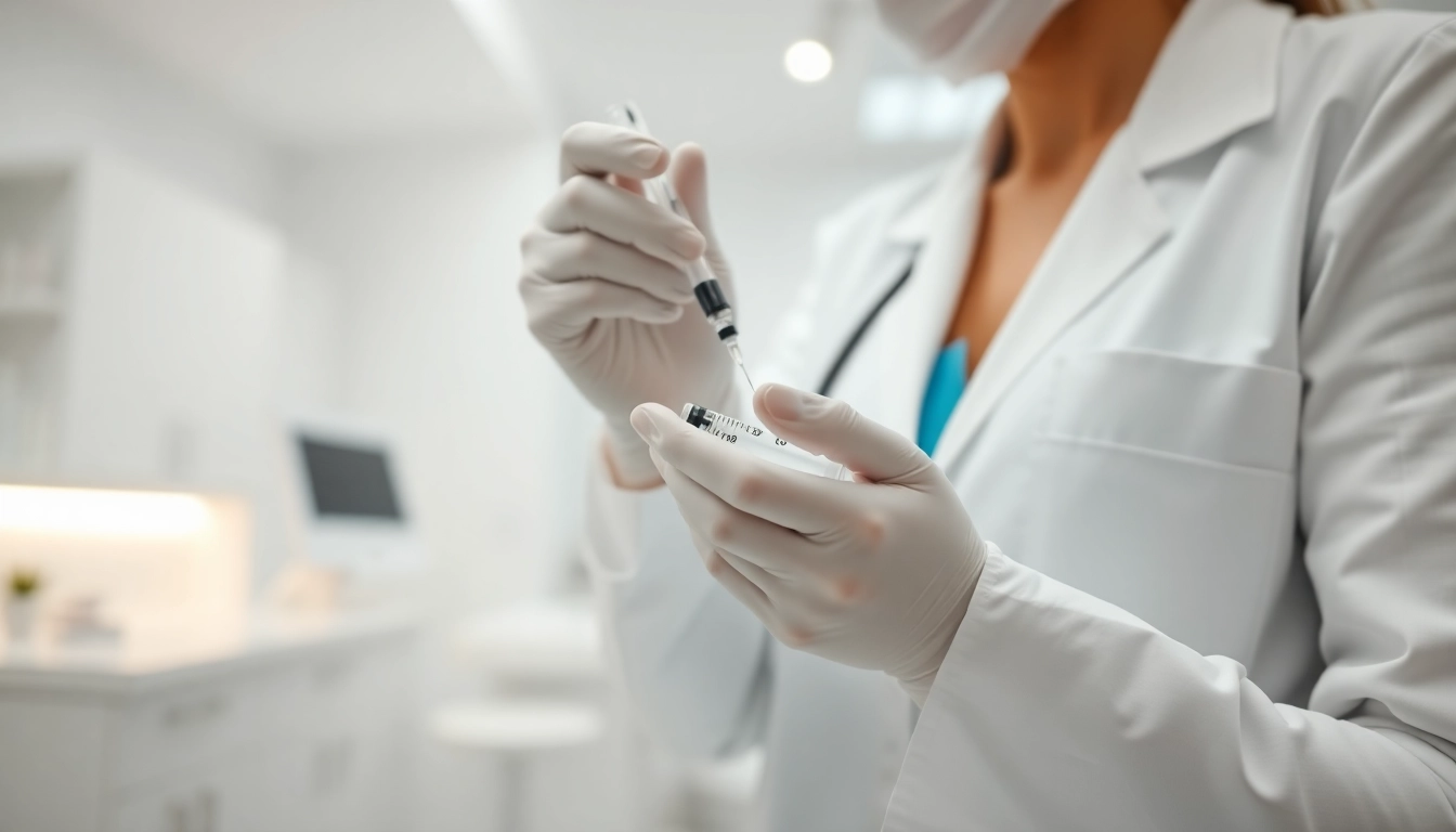 Administering liposhots by a healthcare expert in a calming clinic setting.