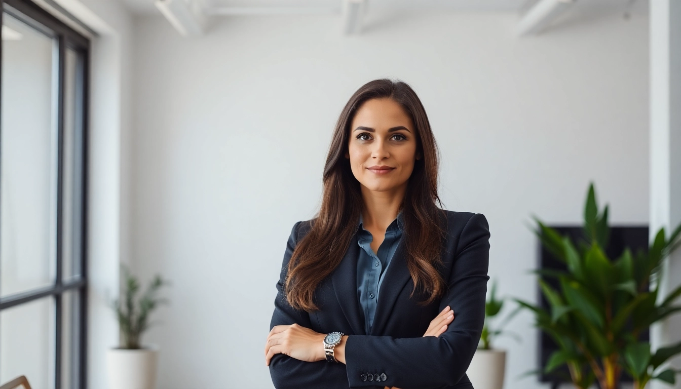 Capture stunning company headshots highlighting a businesswoman in a stylish office setting.