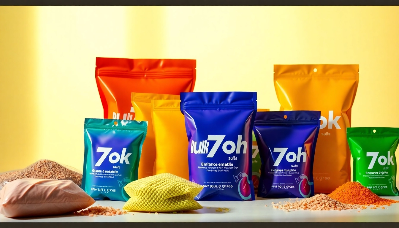 Explore Bulk 7oh product packages beautifully displayed with vibrant colors and inviting lighting.