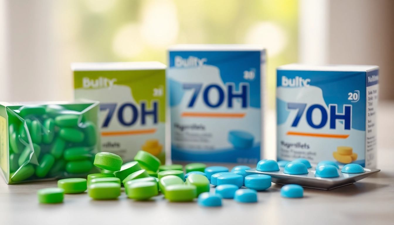 Highlight bulk 7oh tablets showcasing their vibrant colors and assorted packaging in an inviting display.