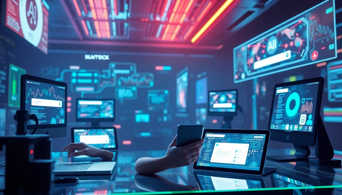 Engaging AI search interaction on multiple devices showcasing advanced technology