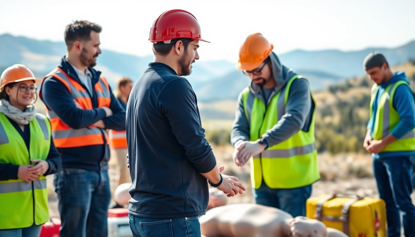 Participants engaging in Wasatch County Safety Training with a trainer demonstrating first aid techniques.