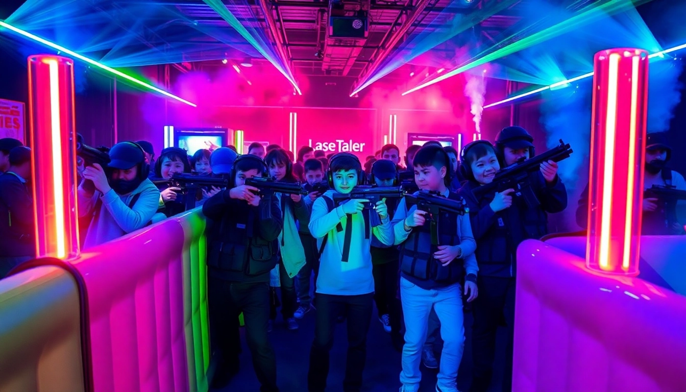 Experience thrilling moments in a laser tag arena with players engaged in combat.