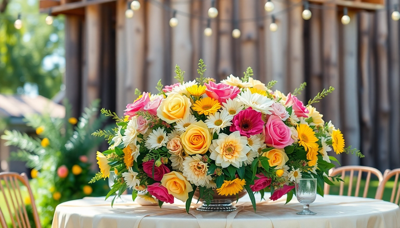 Stunning floral design by an Orange County event florist at a sunny outdoor event setting.