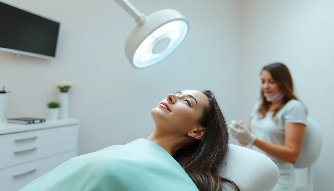 Patient receiving a Fett-weg Spritze treatment in a serene clinic environment, showcasing professionalism.