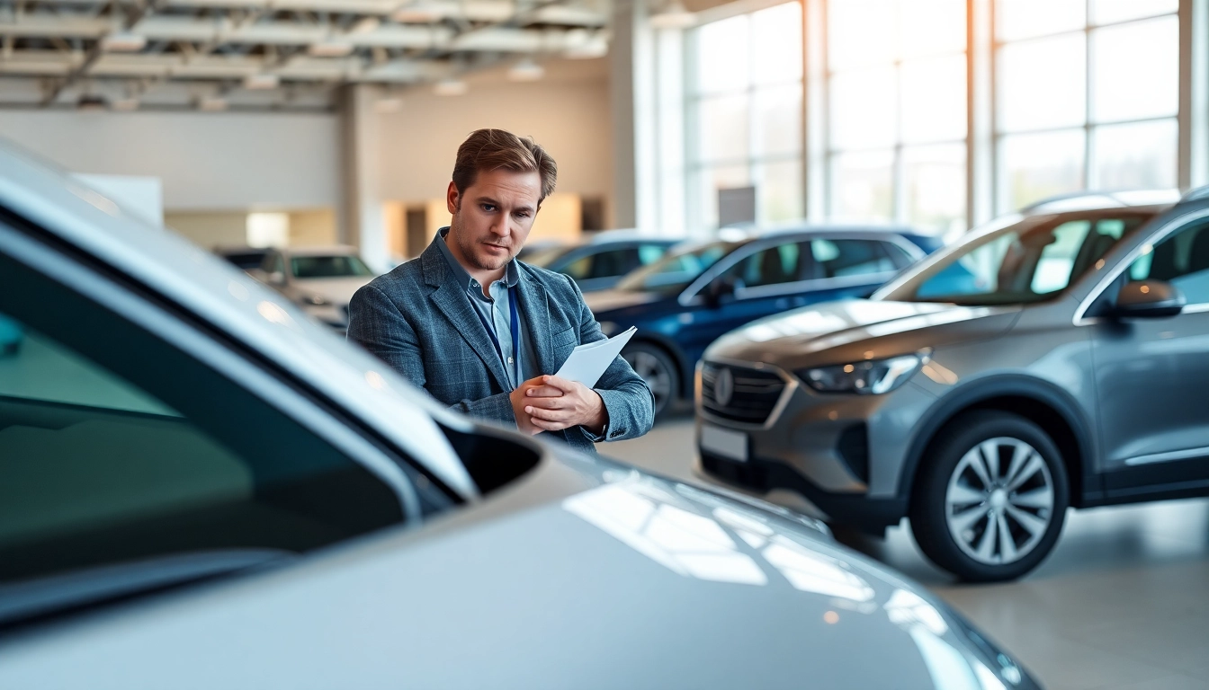 Automotive expert discussing a Part Exchange deal with a potential buyer at a dealership.
