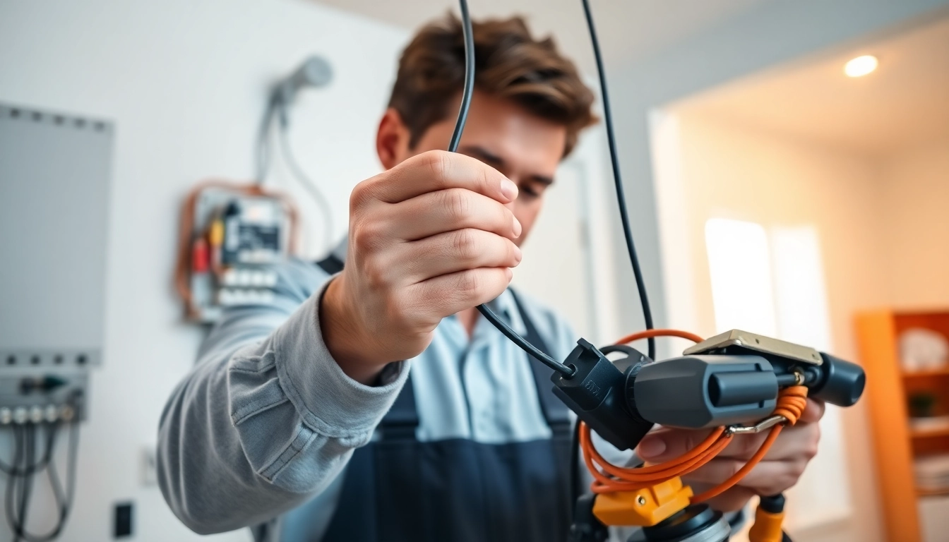 Skilled Electrical Contractor Clearwater fixing wiring in a modern home environment.
