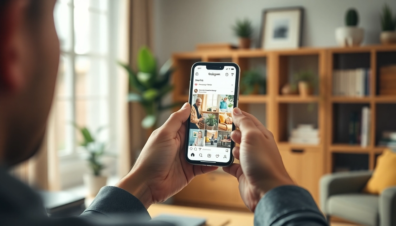 View Instagram stories anonymously on a smartphone in a cozy home office setting.