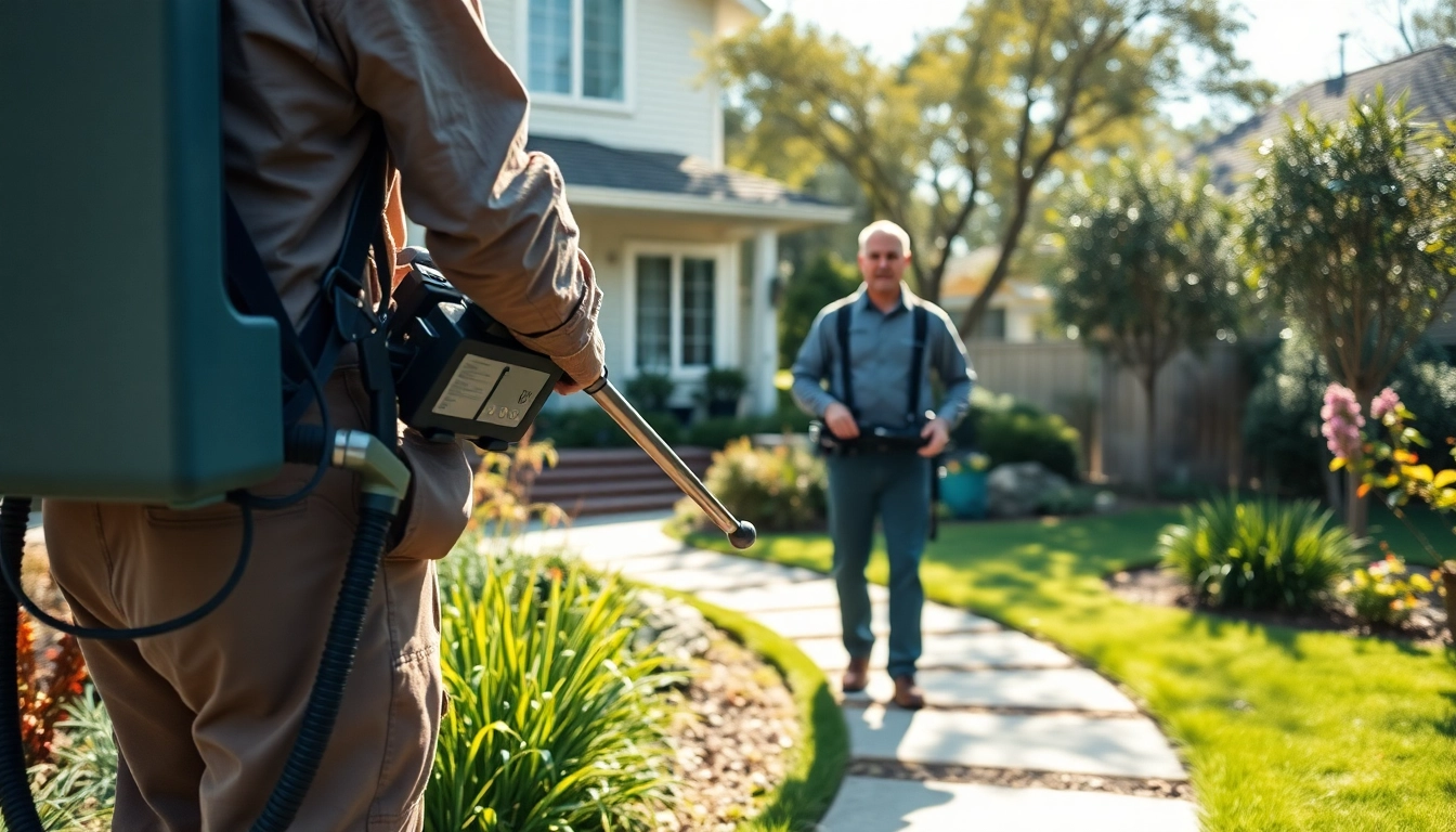 Pest control Sydney expert applying treatment in a residential garden, ensuring a pest-free home.