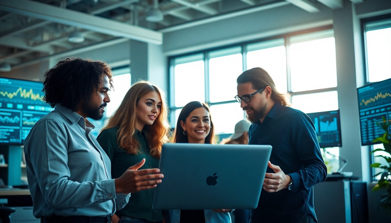 Engage with managed IT support services through a professional team collaborating in a bright office.