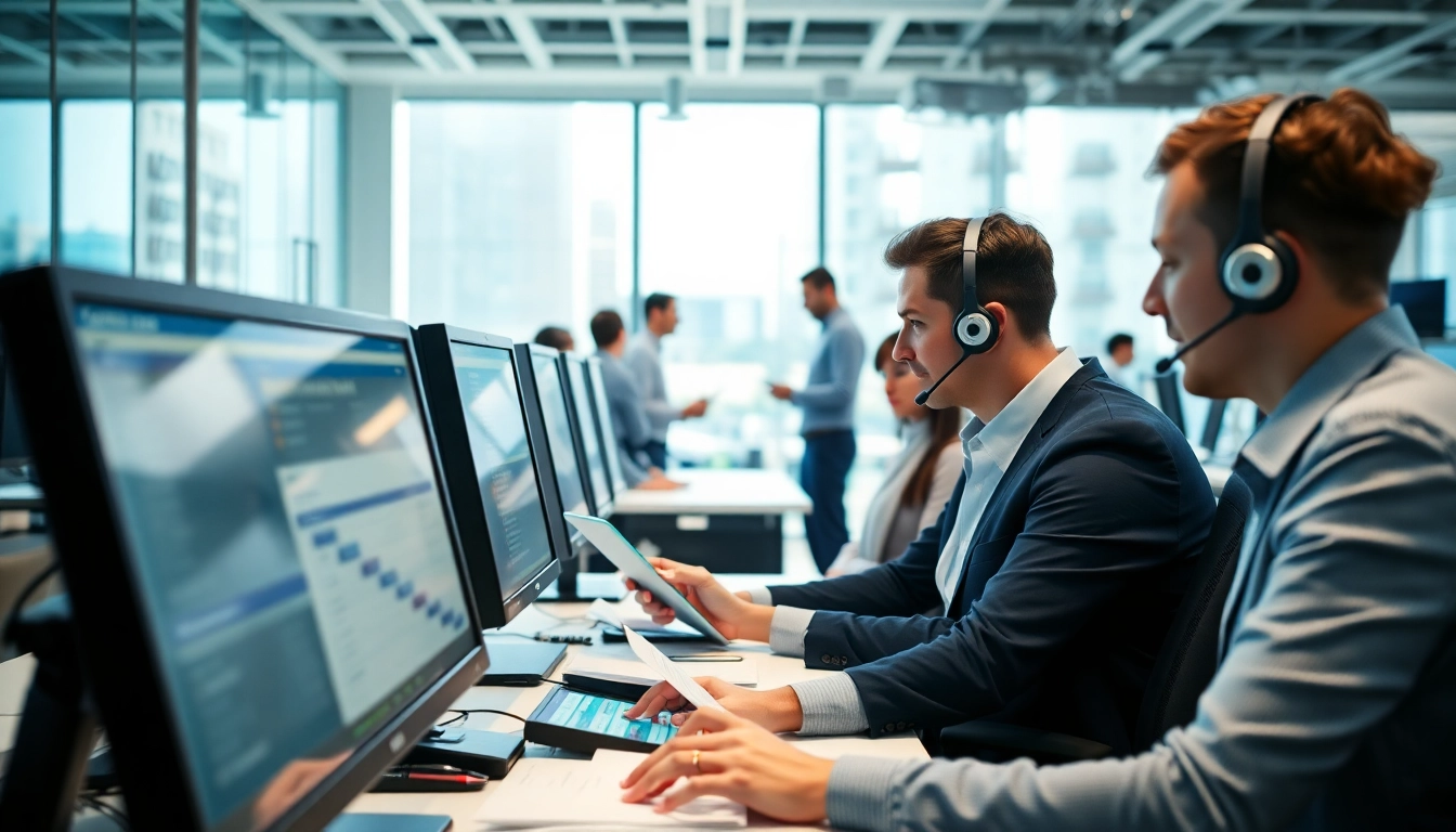 Efficient order processing services in a call center environment showcasing teamwork and technology.