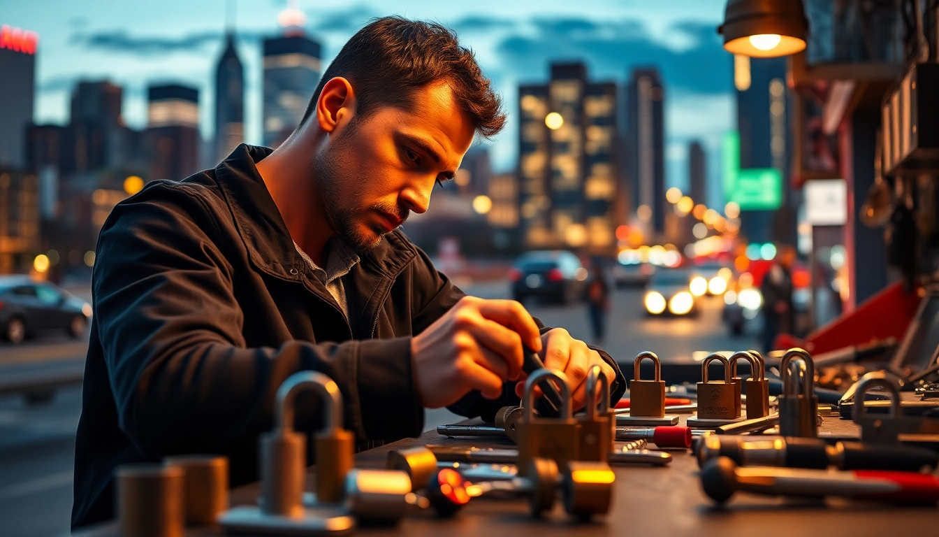 Locksmith Miami providing expert services in a busy urban environment.