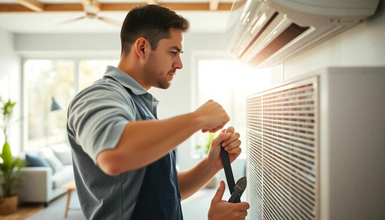 Expert technician performing ac repair glendale az in a modern home setting with tools and focus.