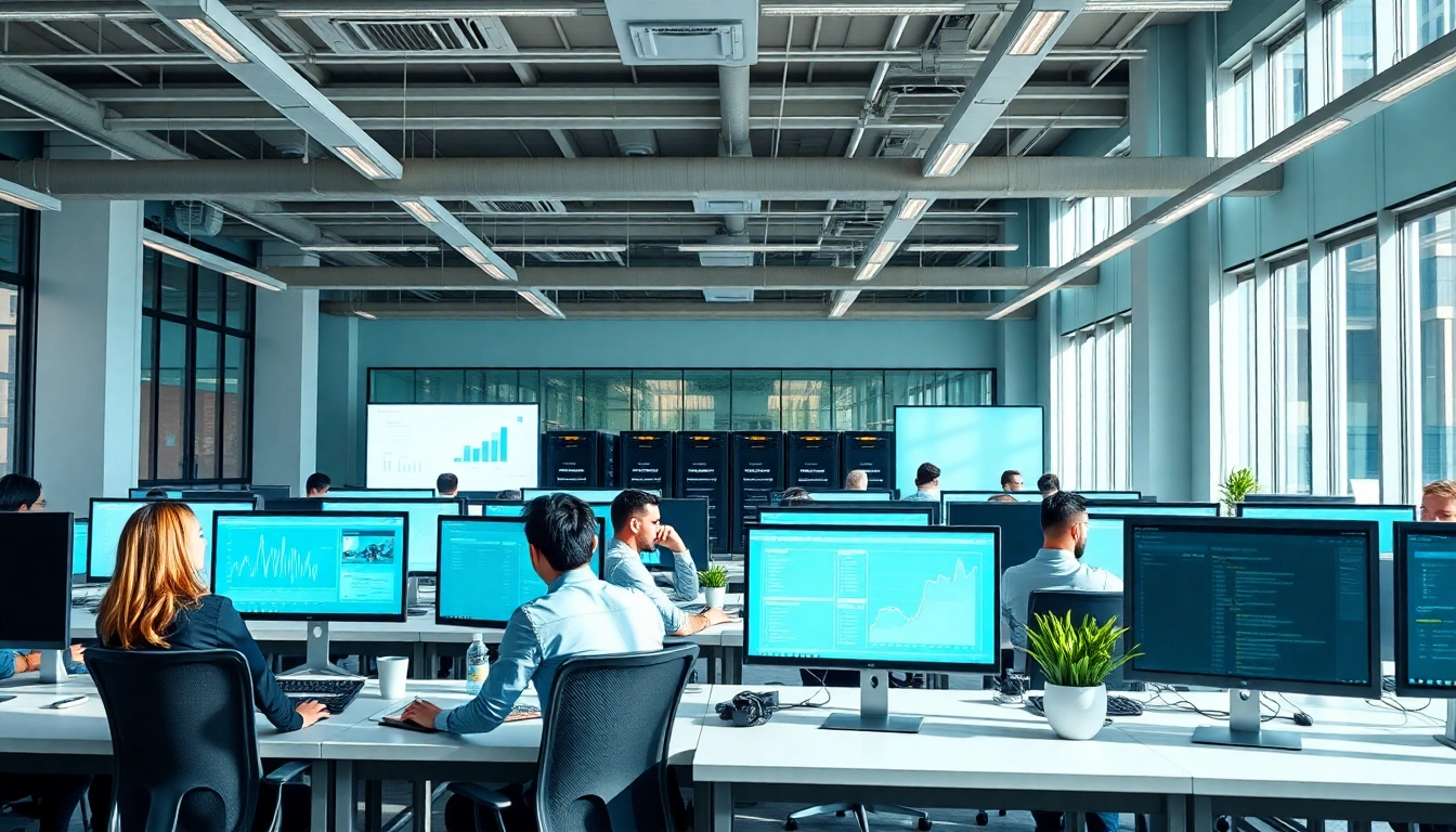 Enhance your understanding of Cloud infrastructure and DevOps services through a collaborative office environment image.