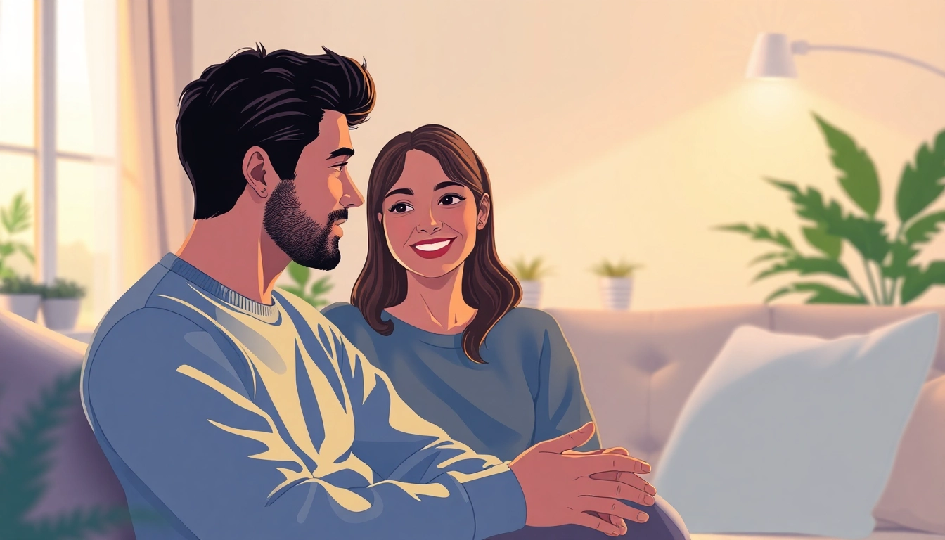 Couple communicating effectively in relationships, showcasing warmth and connection in a cozy setting.