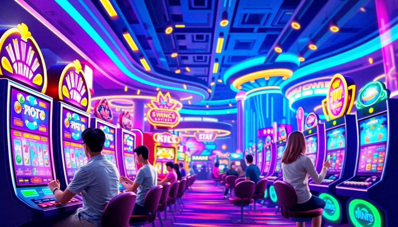 Bermain game slot online yang menarik dengan berbagai mesin slot dan pemain yang terlibat.