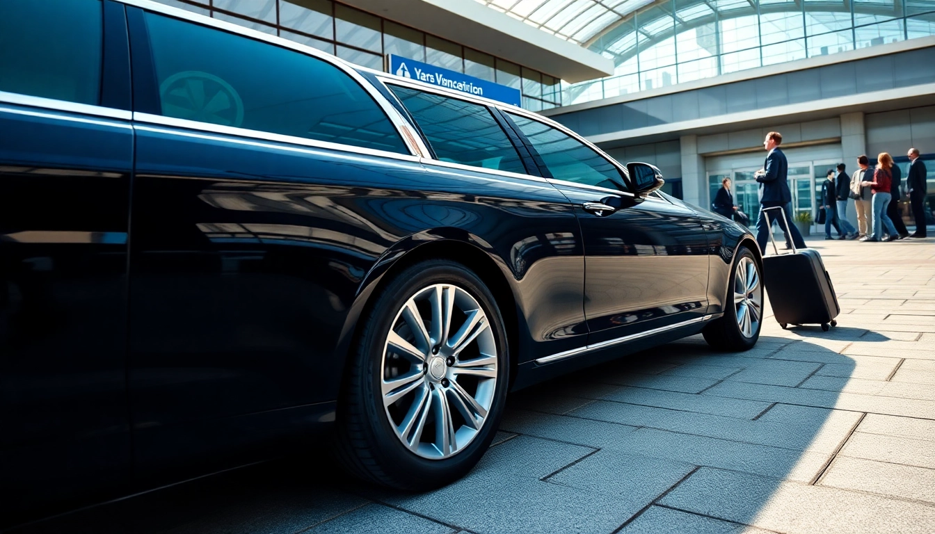 Experience premium car service YVR with a luxury sedan ready for passengers outside the airport.