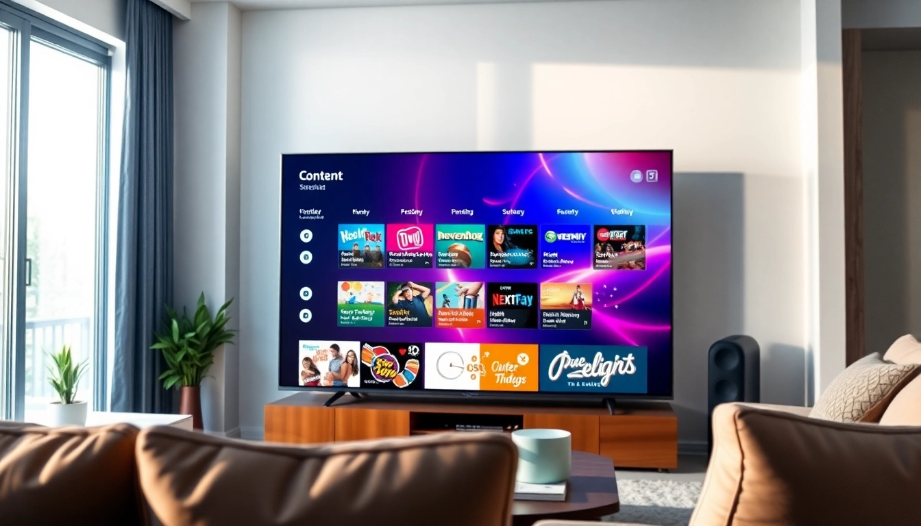 Schedule content on smart TV displayed on a sleek television in a modern living room environment