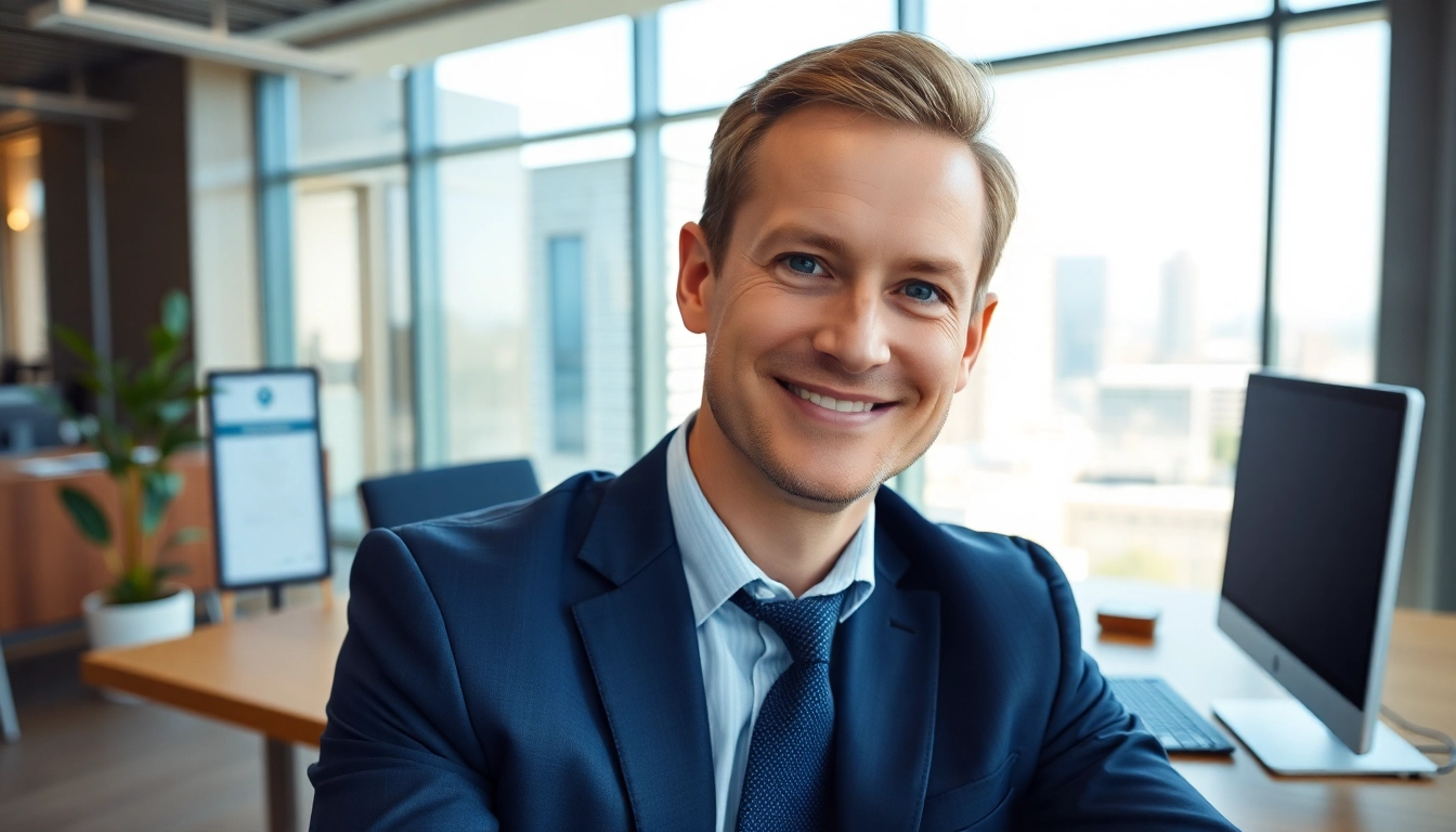 Thomas Schinecker confidently poses in a corporate setting, showcasing his leadership role.