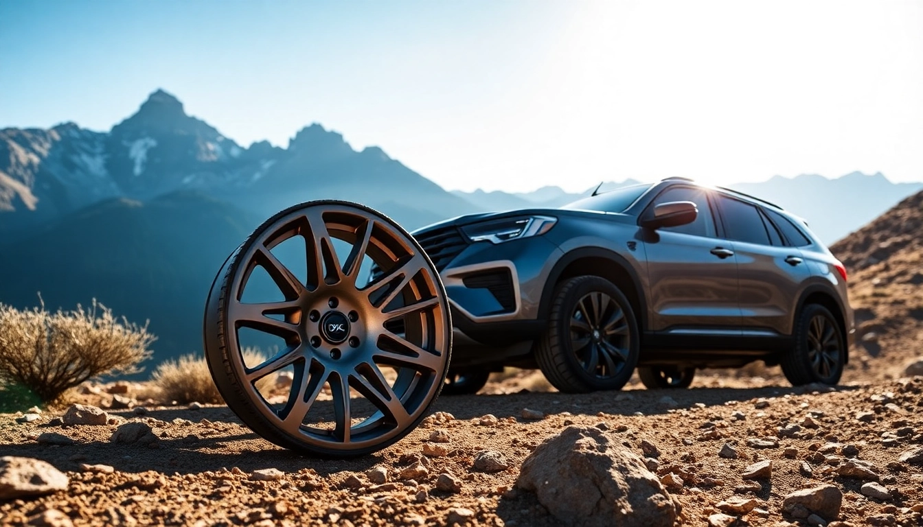 Showcasing XD wheels on a modern SUV against a rugged mountain backdrop.
