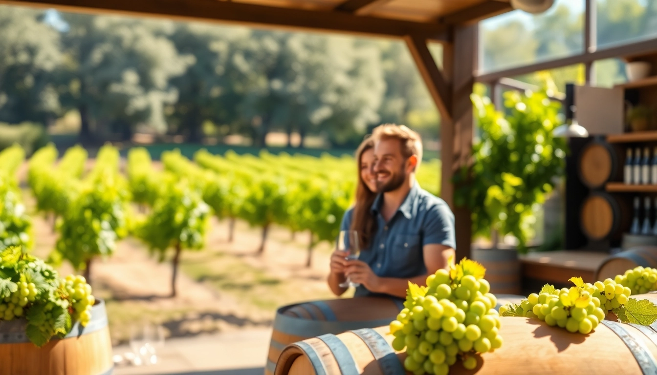 Experience the charm of Winery sacramento with a couple enjoying wine while surrounded by lush vineyards.