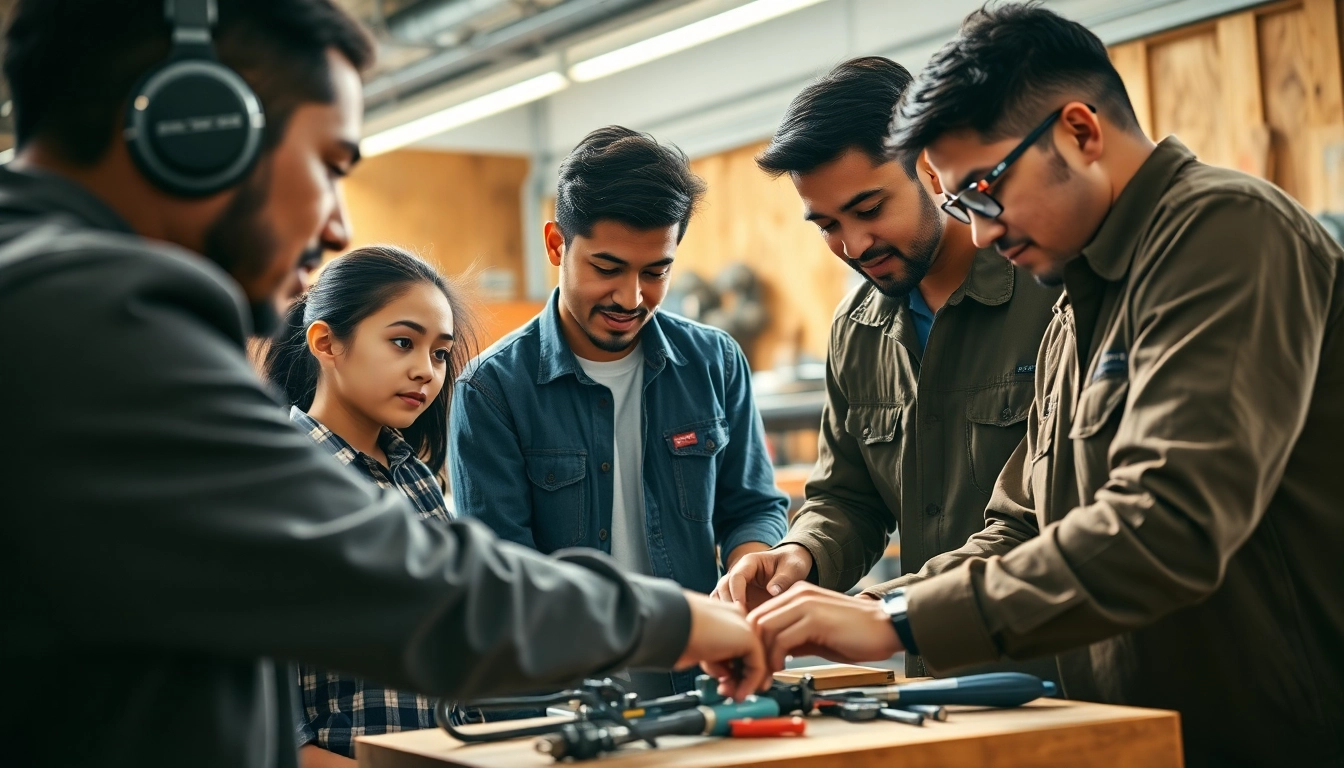 Students engaged in hands-on training at trade schools oahu, emphasizing collaboration and learning.