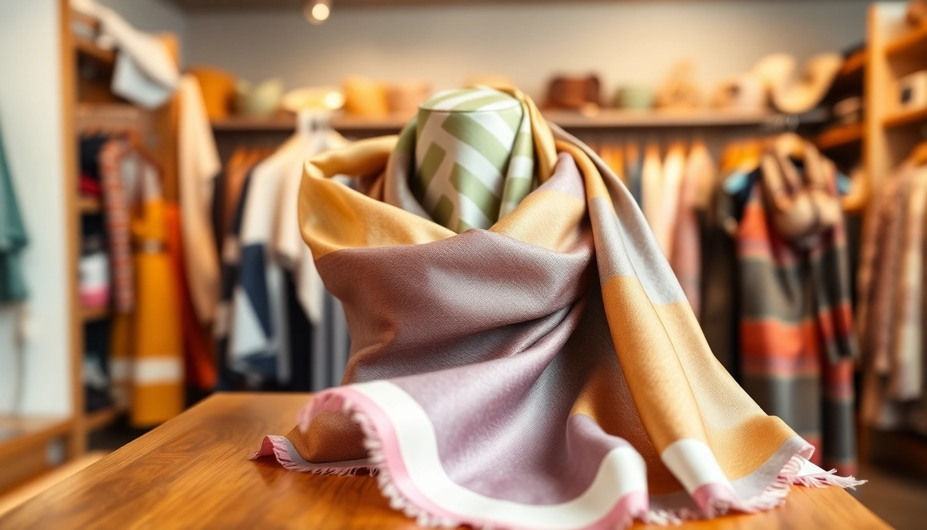 Showcasing stylish scarves for women draped elegantly, perfect for adding flair to any outfit.
