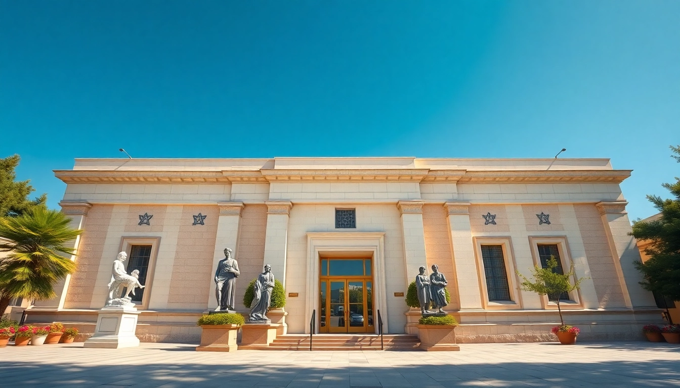 Discover the stunning architecture of the Jerusalem Art Museum with sculptures and vibrant surroundings.