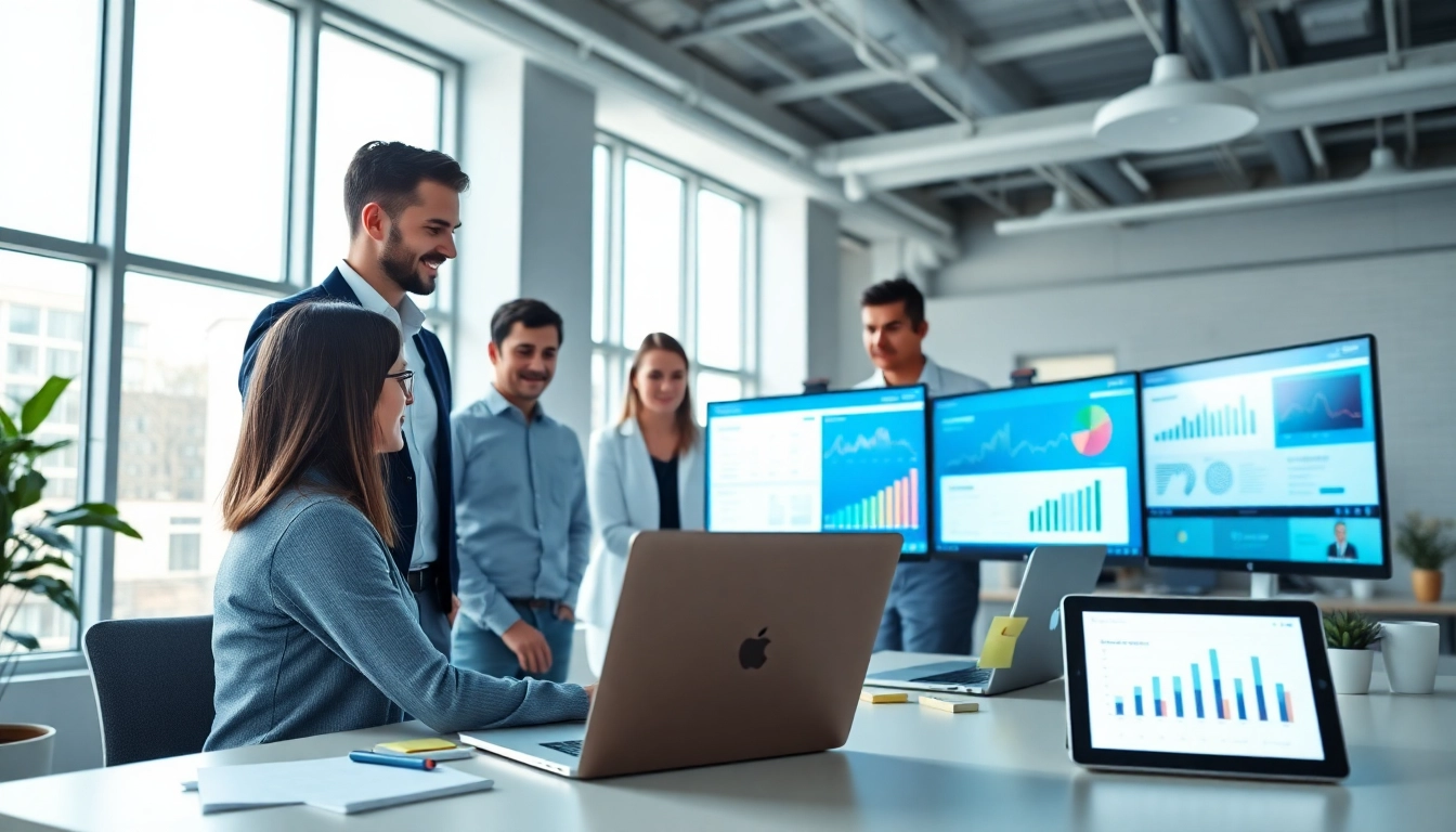 Collaborative scene of seo and web design companies showcasing teamwork and creativity.