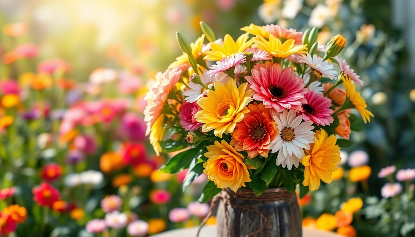 Beautiful bouquet for Flower Delivery Mernda, showcasing vibrant seasonal flowers in a rustic setting.