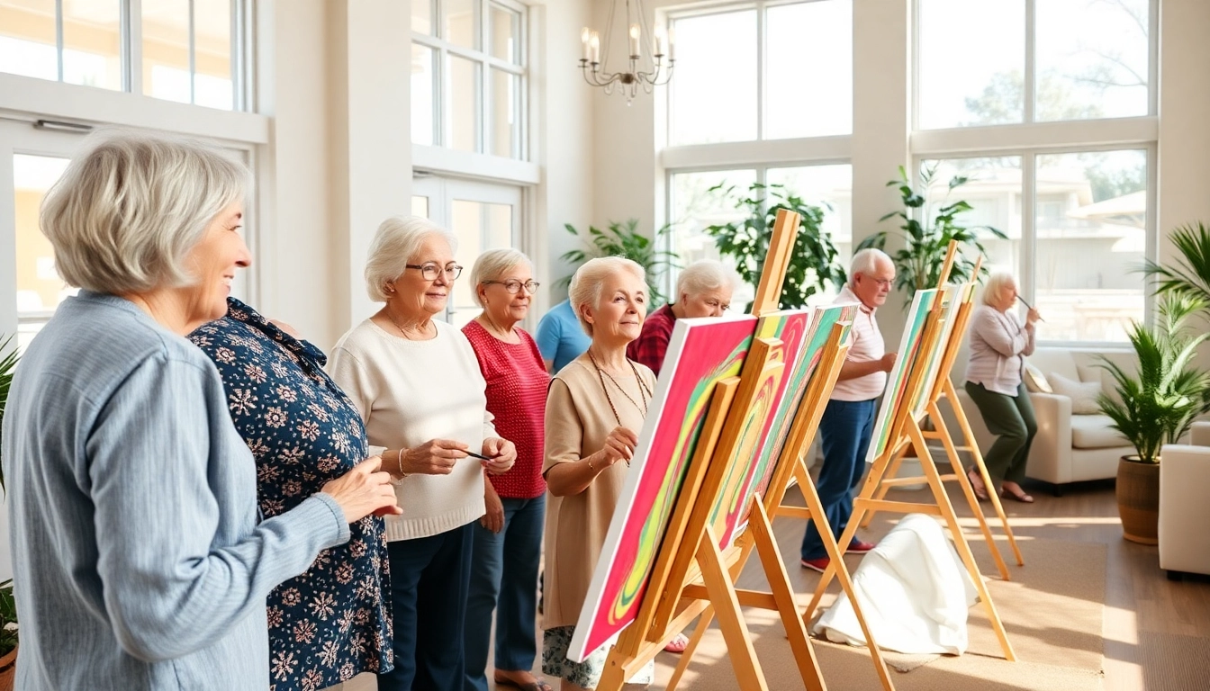 Seniors enjoying activities at a welcoming senior center Las Vegas Nevada, fostering creativity and community.