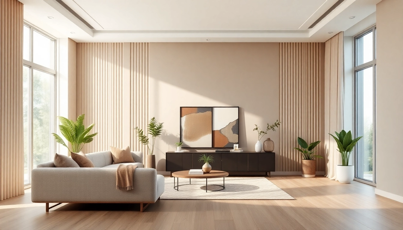 Elegant living room adorned with beautiful fluted panels showcasing modern design.