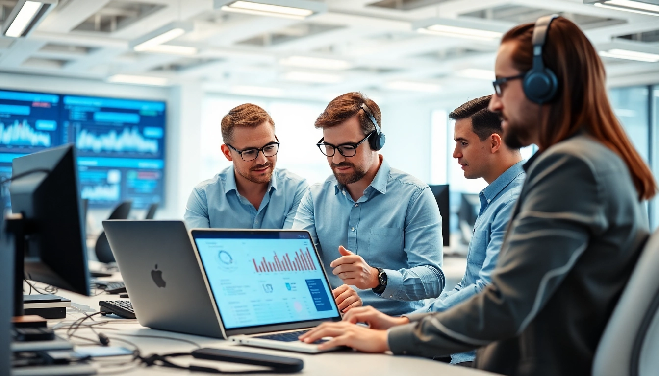 Showcasing Managed Services through a professional IT support team collaborating in an office setting.