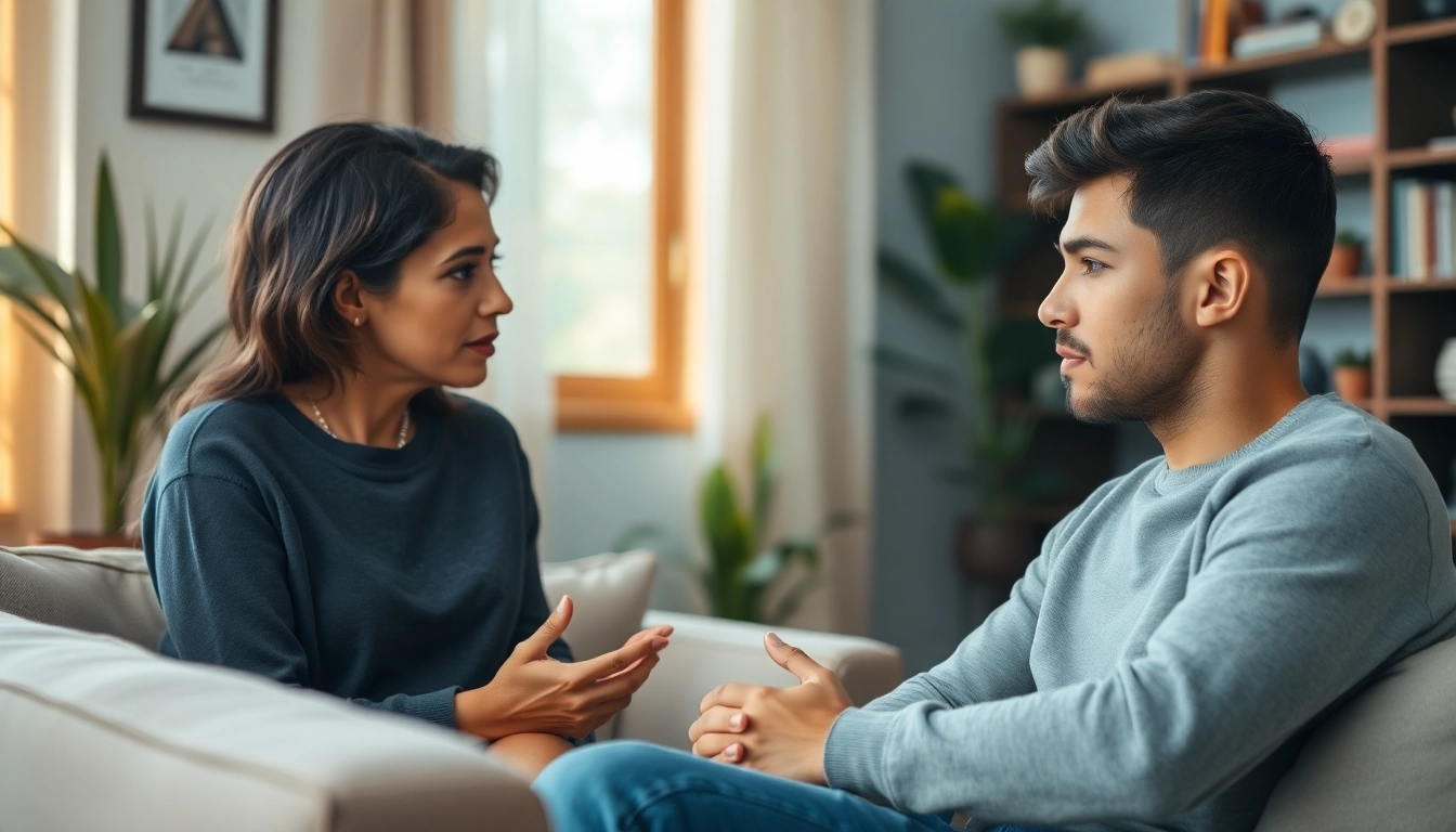 A therapy session focused on dealing with depression, capturing empathy in a serene environment.