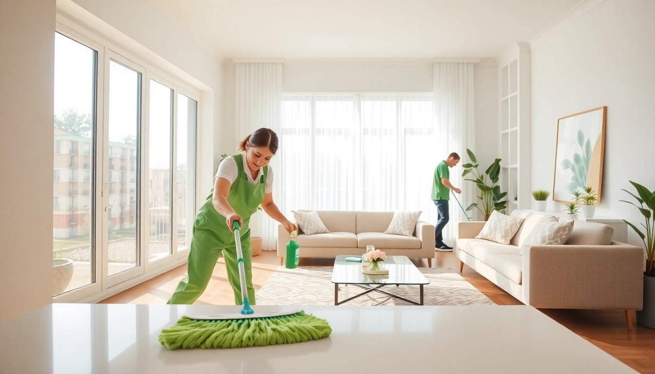 Bond cleaning Logan team efficiently cleaning a modern home environment.