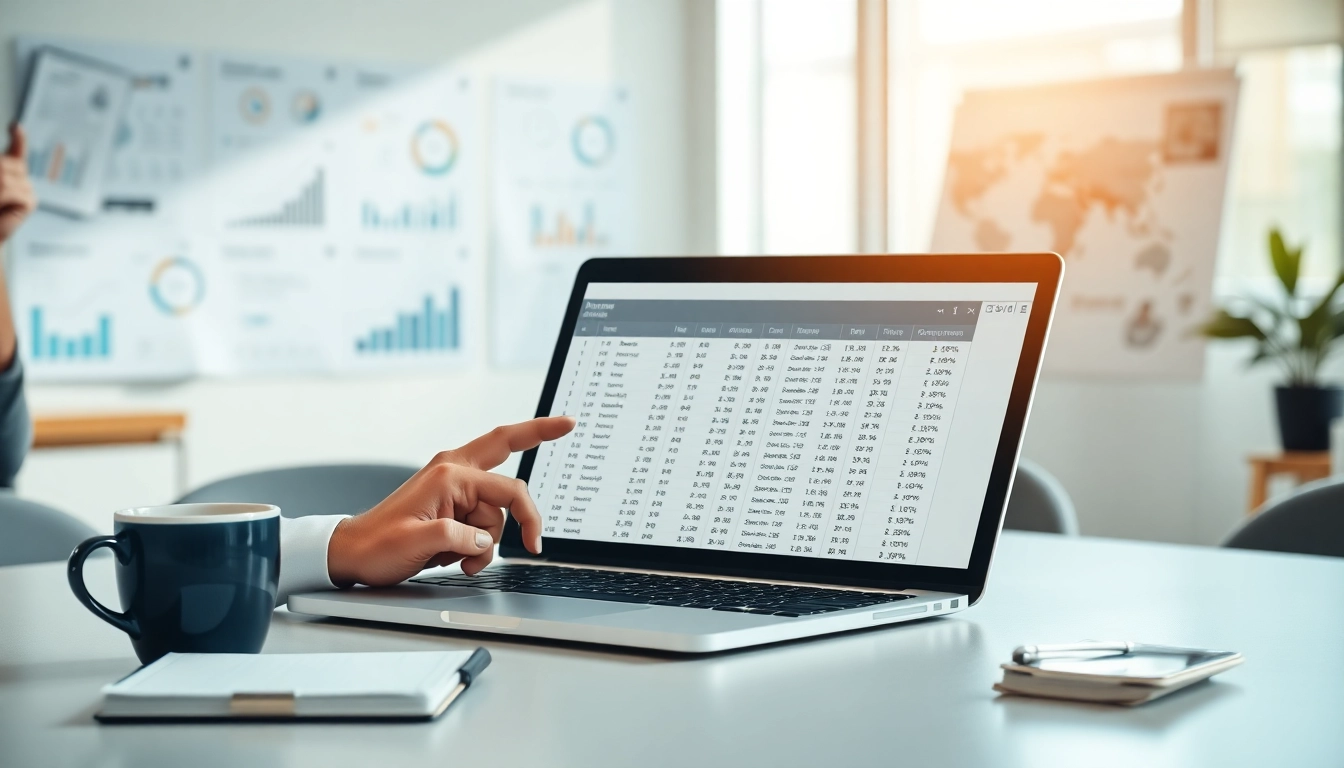 Analyze to find competitor customer list with a business professional using a laptop and charts.