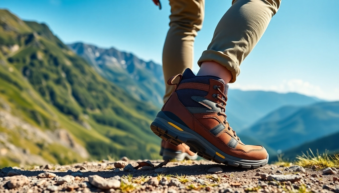 Bekijk wandelschoenen met goede ondersteuning in gebruik waardoor comfort en stabiliteit zichtbaar zijn.