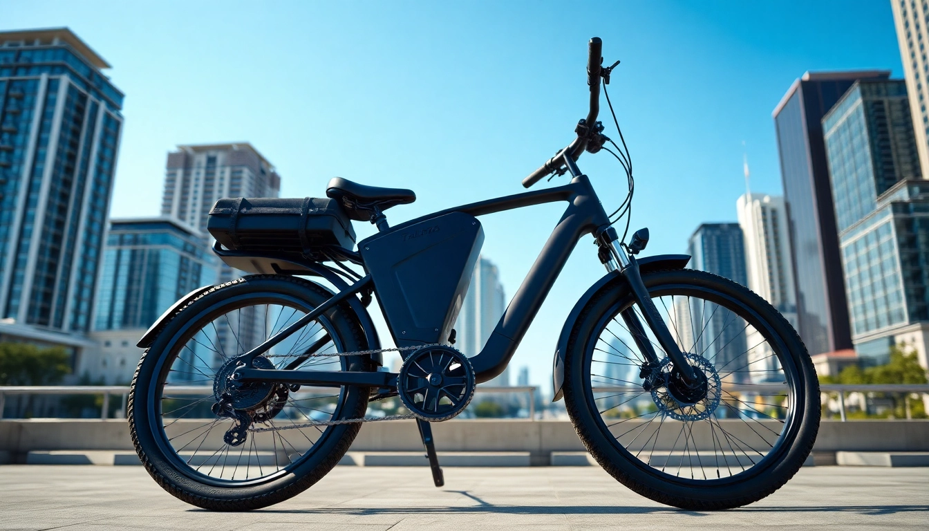 The Talaria XXX Black Edition electric bike showcased against a vibrant city backdrop.