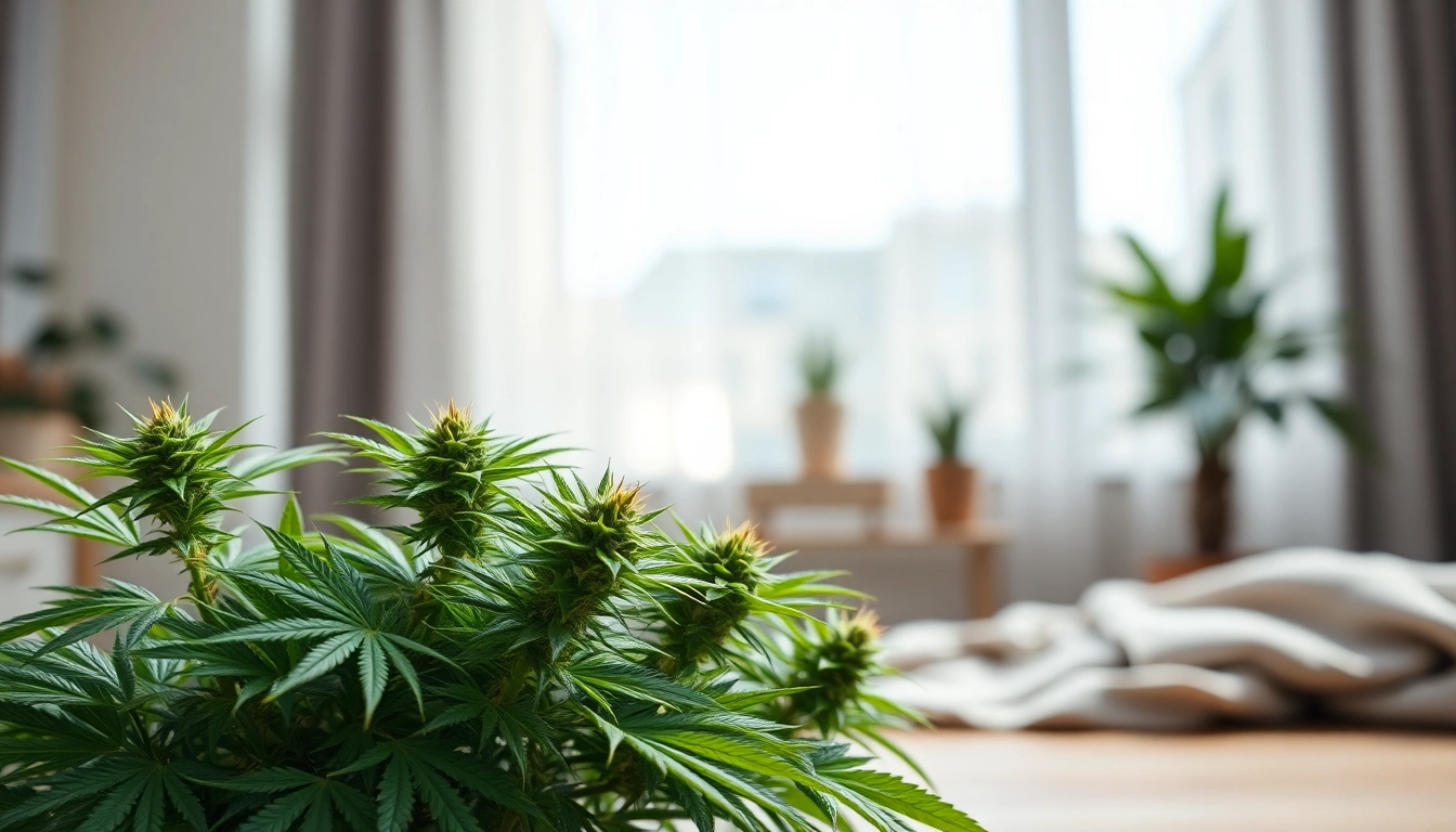 Order weed online with fresh cannabis buds showcased in a minimalist setting.