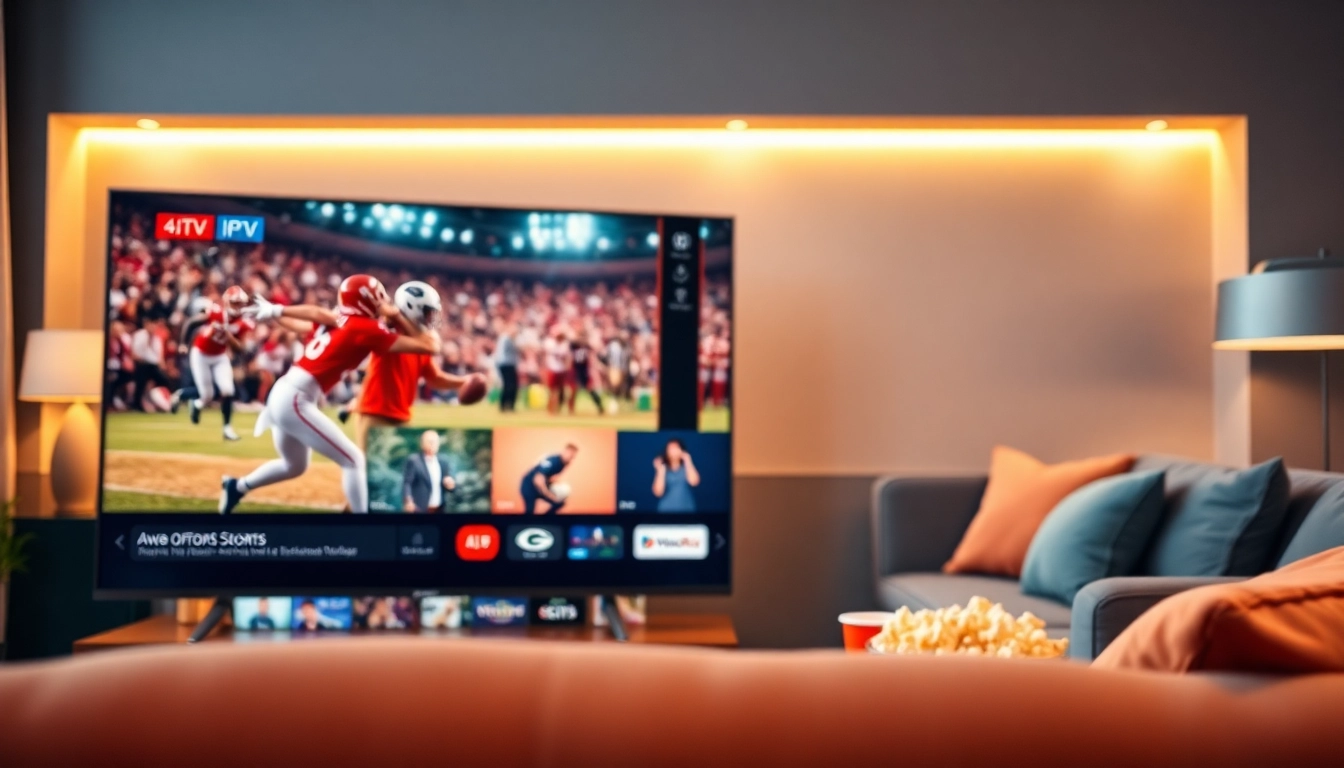 Visionnez l'abonnement iptv avec un écran 4K dans un salon chic et accueillant.