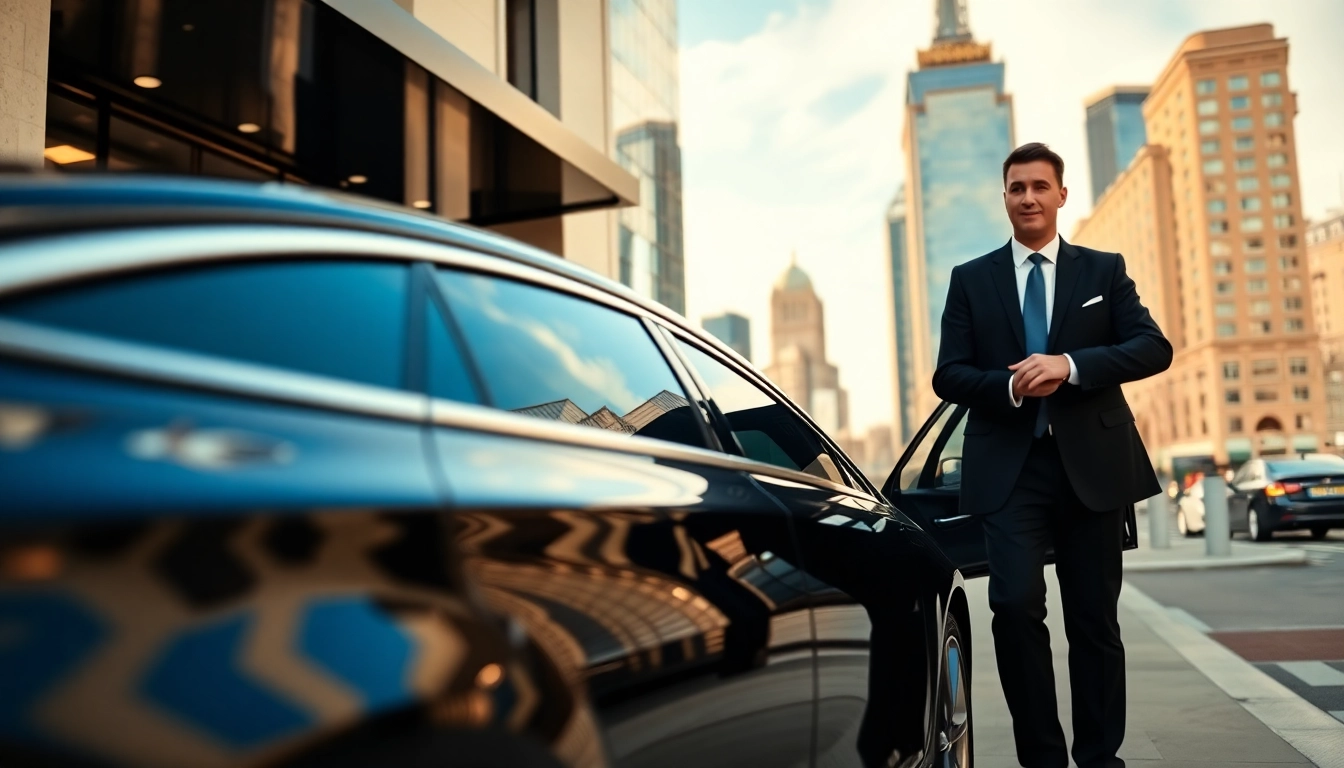 Experience premium chauffeur service London with a professional chauffeur assisting a client by a stylish black car.