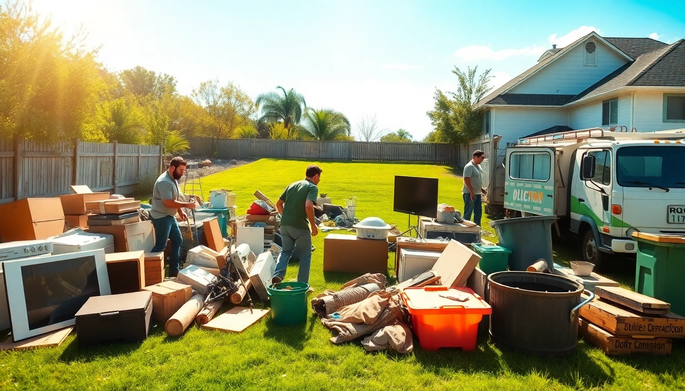 Efficient junk removal team demonstrating professional service clearing clutter in backyard, Junk removal near me.