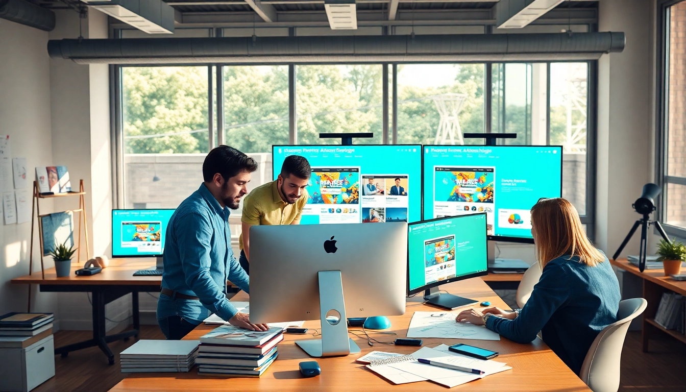 Web design companies Kansas City collaborating creatively in a modern office.