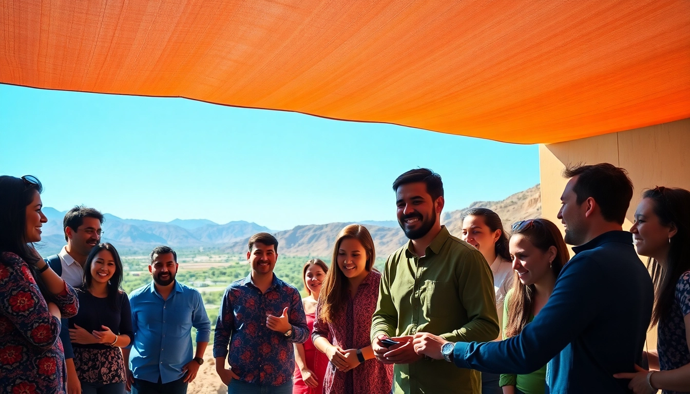 Équipe engagée dans une activité de team building maroc sur un fond inspirant.