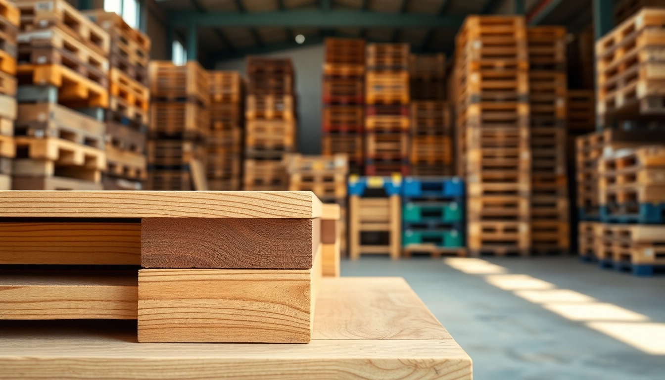 Showcasing fir pallet timber for one-way pallets in a warehouse setup, emphasizing its quality and texture.