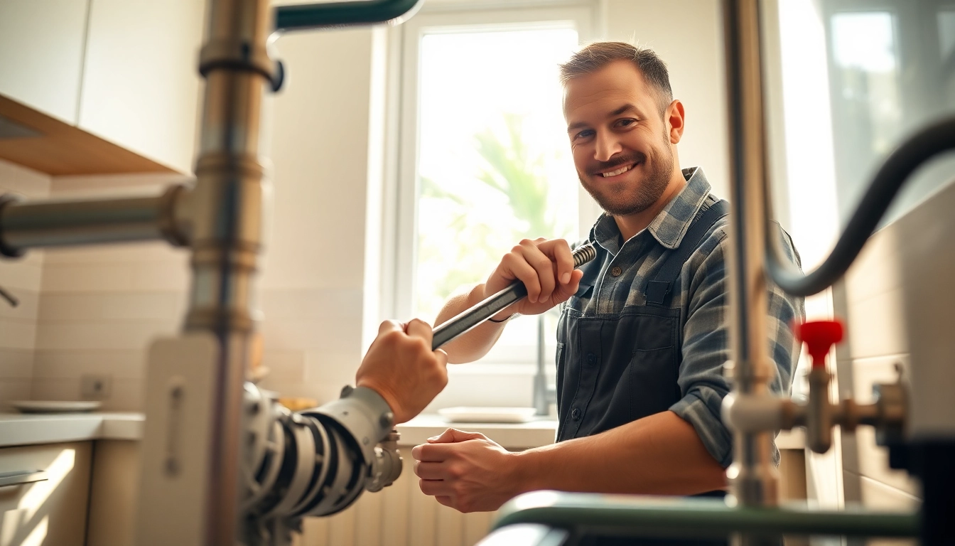 Plumbing repair being expertly carried out by a professional plumber in a modern setting.