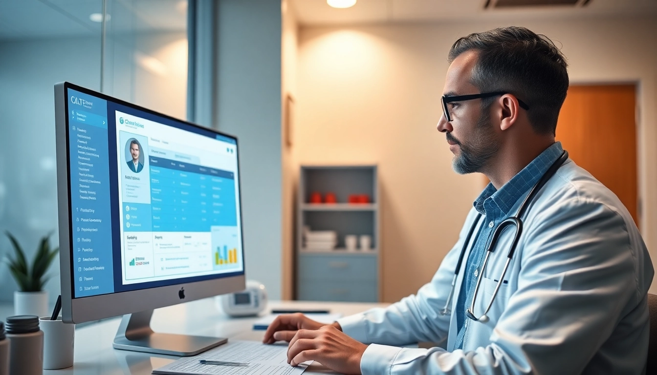 Utilizing best eprescribing software in a modern clinic environment showcasing healthcare collaboration.