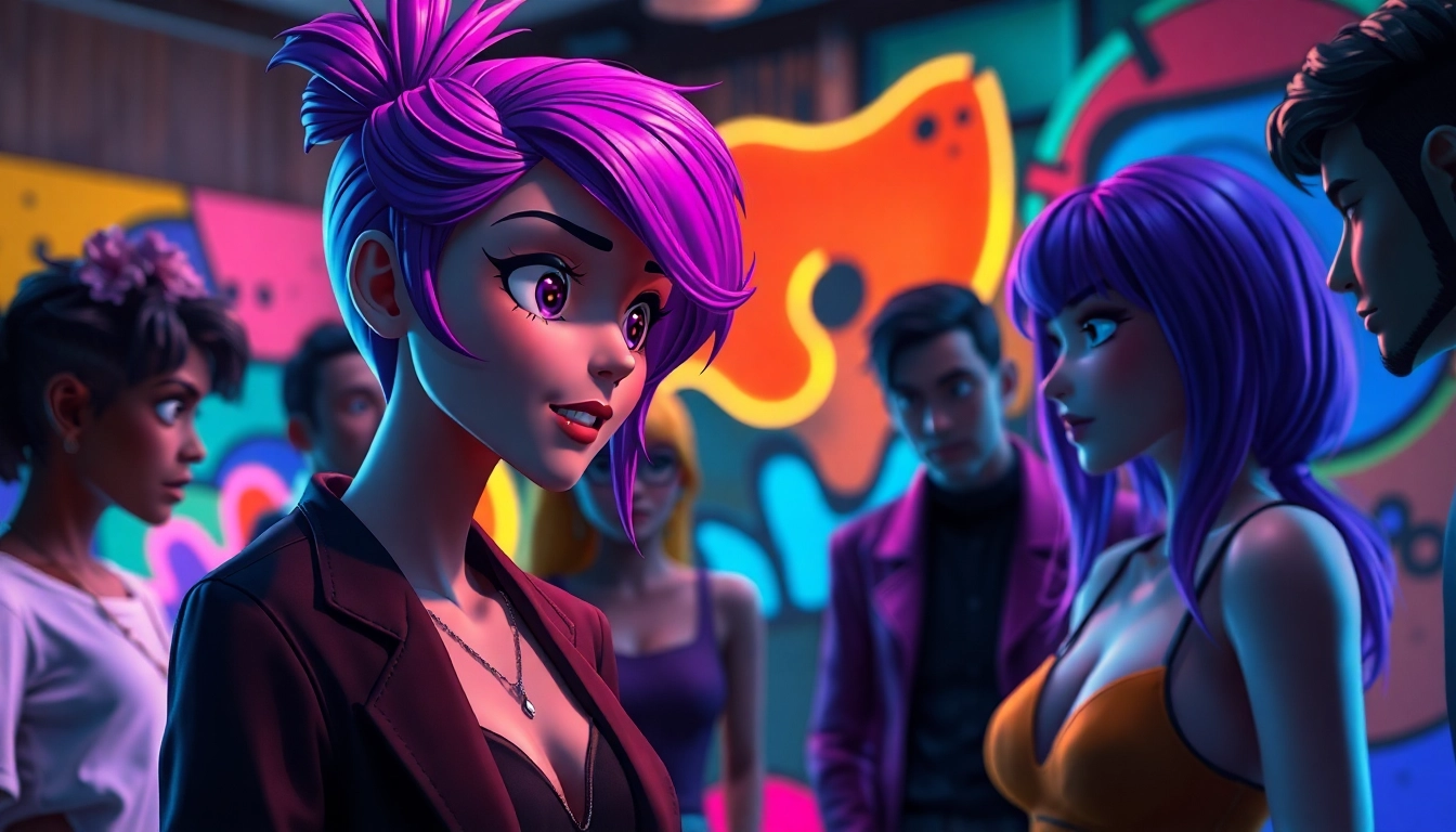 Engaging with NSFW AI characters showcasing vivid details in a digital art studio.
